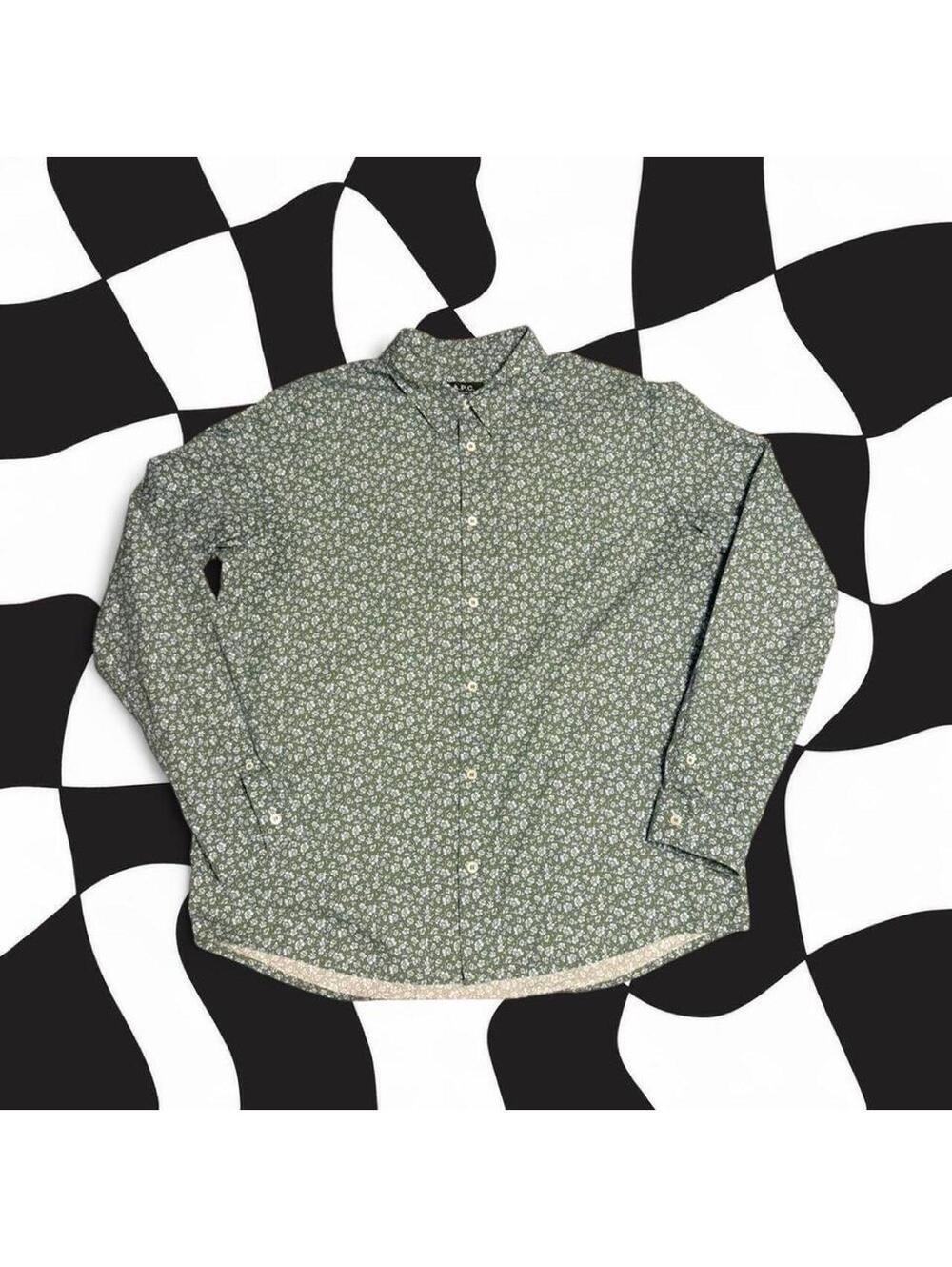 A.P.C. green floral button-up shirt